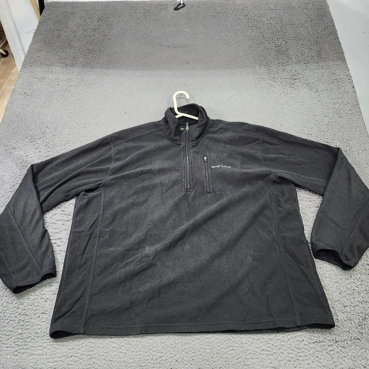 Eddie Bauer Jacket Mens XL Black Fleece 1/4 Zip Pullover Outdoor Hiking
