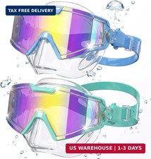 Kids Swim Goggles Mask 2 Pack, 220 HD View Goggles with Nose Cover for Pool Bea