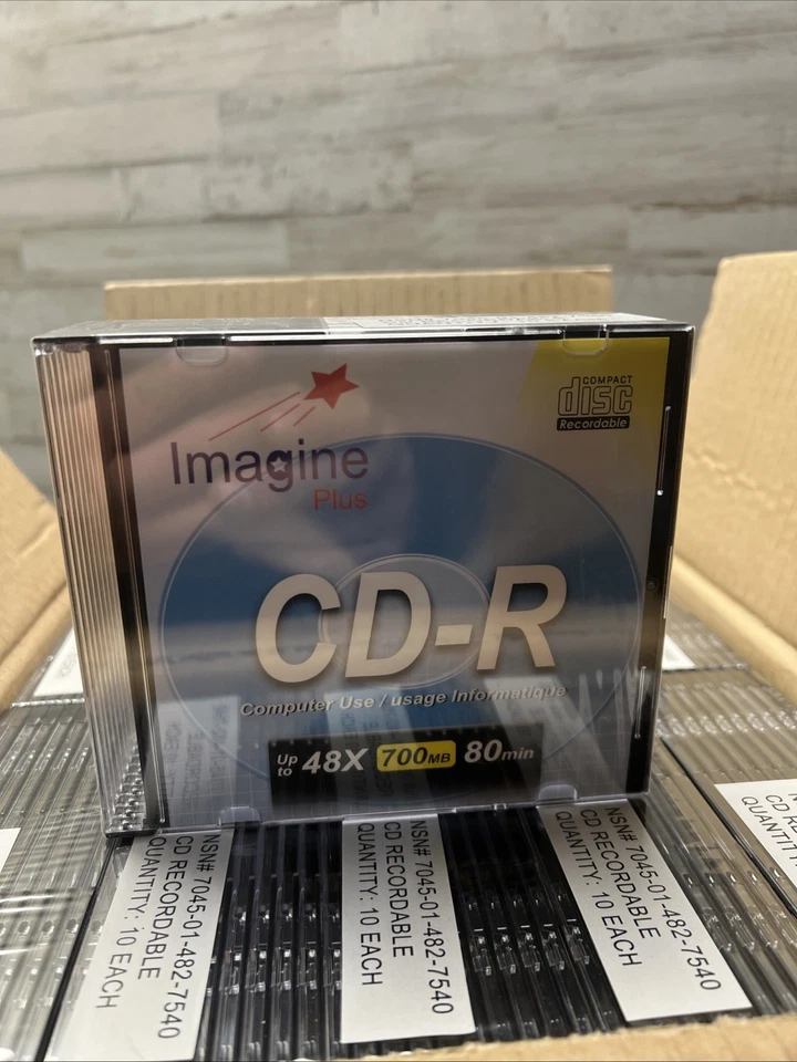 NEW BOX 100Pk Imagine Plus CD-R 48X 700MB 80 Mins Blank Compact CD Computer Use - Image 2 of 4