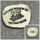 Rutland Bullion Co. 10 Grams Hammered Hand Poured Silver Bar .999 Silver