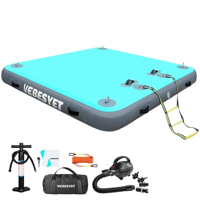 Inflatable Floating Dock Platform with Electric Pump, 8ft × 6.6ft × 8'' Thick ...