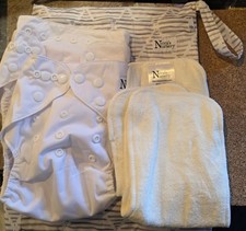 Nora's Nursery Cloth Diapers 2 Pack with 2 Inserts  1 Wet Bag White