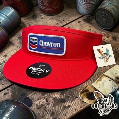 Chevron Gas Station Visor Decky Red Retro Patch Petroleum Heritage High Crown