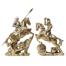 Medieval Knight Sculpture Resin Art for Interior Space Cavalry Figure