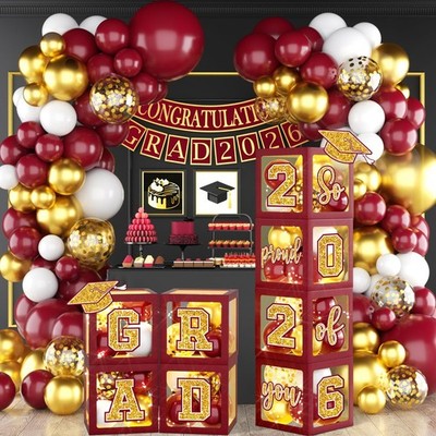 Graduation Decorations Class of 2026,Maroon and Gold Graduation Decorations 2026