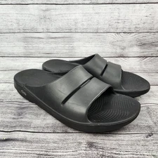 OOFOS Sandals Mens Size 11 Womens 13 Ooahh Black Recovery Comfort Slip On