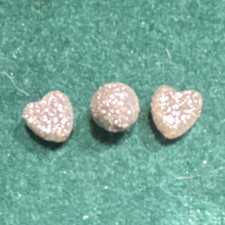 Heart white glitter Beads Set of 3 Silver Ton...
