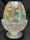 Fenton Beaded Daisy Crystal Iridized Hand Painted Floral Fairy Lamp