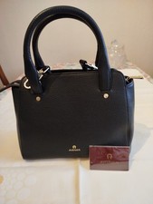 Aigner Damen Handtasche Schwarz Leder Mittel