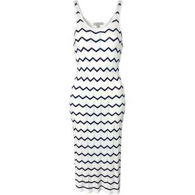 LOFT Knit Maxi Dress XL White Navy Zig Zag Sleeveless Tank Summer Coastal Beach
