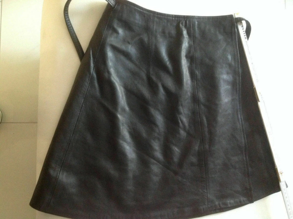 Wickelrock Lederrock Damen, echtes weiches Leder, Farbe schwarz Gr. M