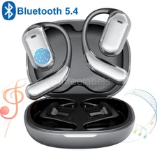 Open-Ear Bluetooth 5.4 Headphones Wireless Earbuds Sport Headset Touch Screen US
