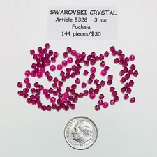 Swarovski® Bicone Beads #5328  - 3mm - FUCHSIA - 144 Pieces - Pink