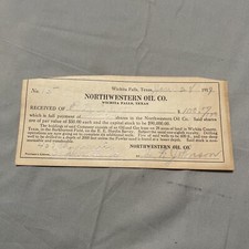 Northwestern Oil Co. Wichita Falls Texas 1919 receipt 