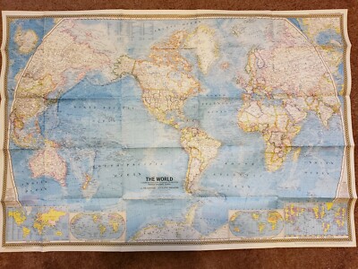 The World Map / Poster - Mankind's Pollution - National Geographic Society 1970