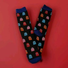 Pac Man Socks Black - Toe Box - Cotton Blend - One Size Unisex Soft New Pac-Man