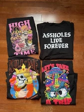 [LOT OF 4] Assholes*s Live Forever Graphic Tee T-Shirt Black Cotton Short Sleeve