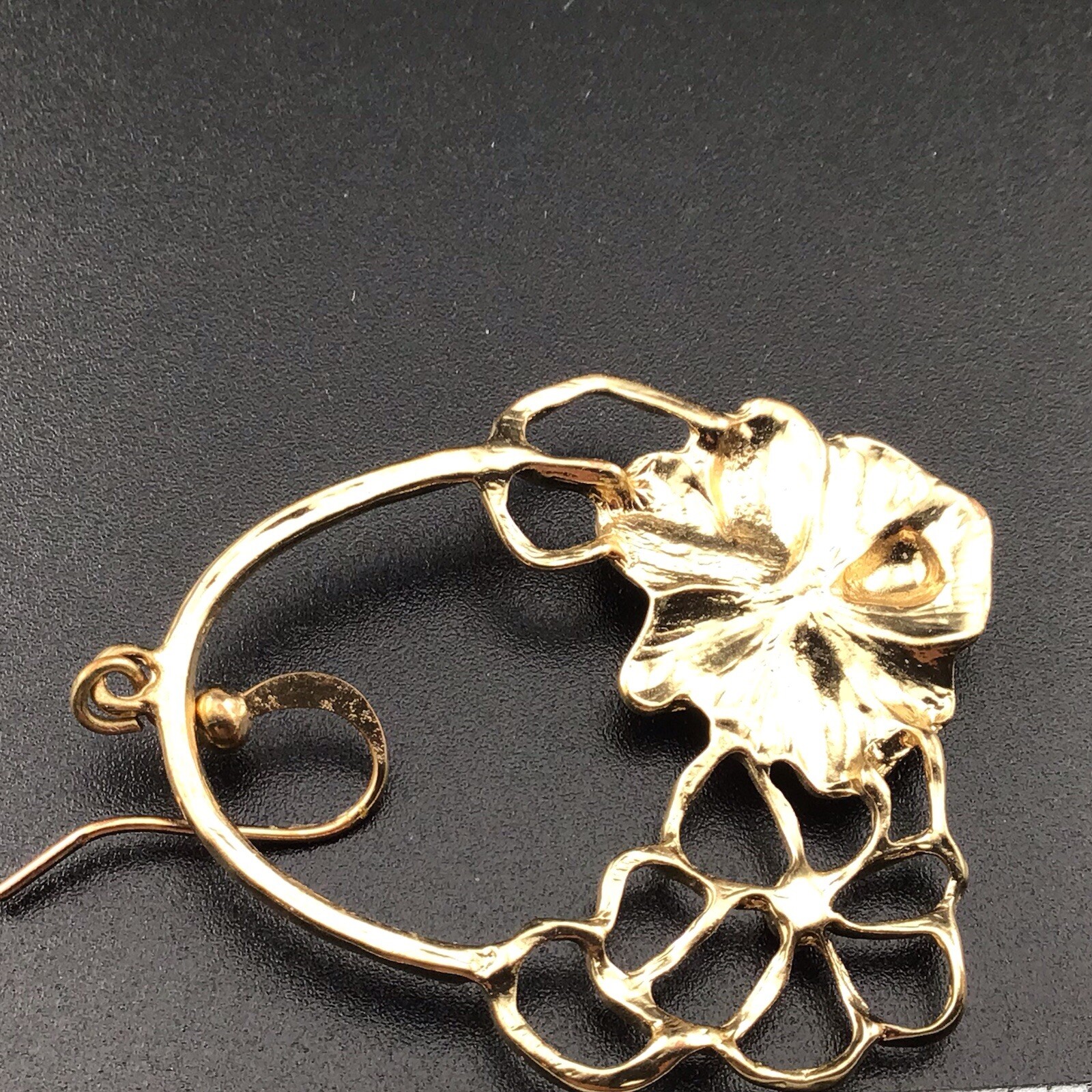 Earrings GoldT Dangle Hook Colored Rhinestones Fl… - image 2