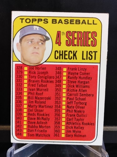 Don Drysdale 1969 Topps Checklist #314 - Los Angeles Dodgers - A