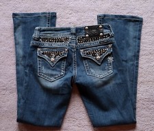 MISS ME Womens Jeans Size 26 in Boot Cut JP5002-16 Rhinestones Studs Distressed