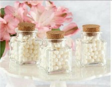 Mini Treat Square Glass Party Wedding Favor Gift Jars with Cork Lids Set of 12 