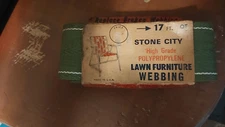 Vintage Stone City Lawn Furniture Webbing 1 Roll Green / WHITE STRIPE 17' 