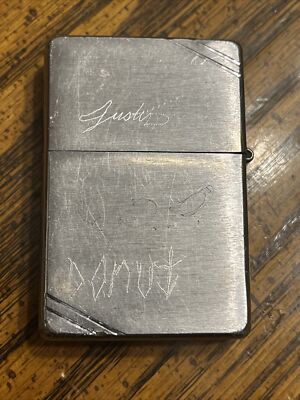 Vintage 1994 Pat. 2032695 Brushed Chrome Zippo Lighter Slashed