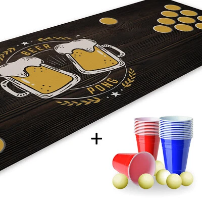 Beer Pong Set I 180 x 60 cm I Inkl. 22 Partybechern und 6 bällen I dv_821