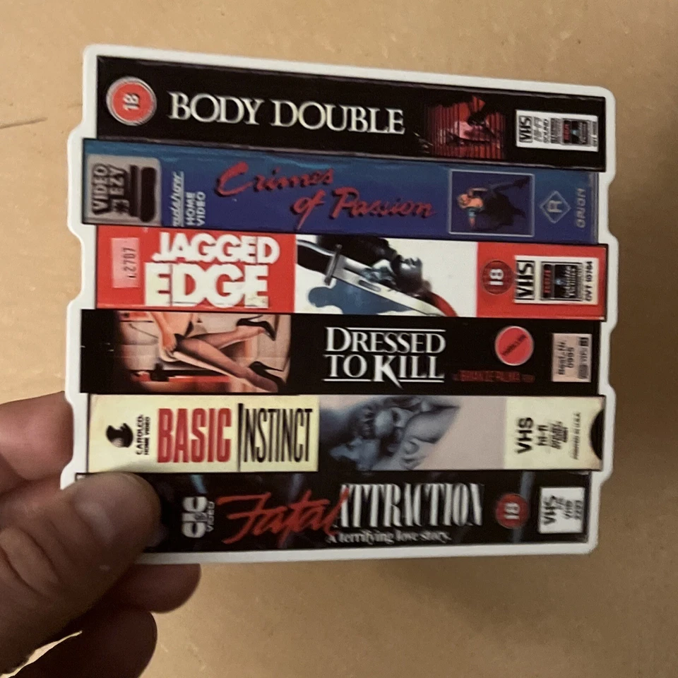 Erotic thrillers 80s Horror VHS Stack Sticker Fatal Attraction Dressed To Kill - Image 2 of 4