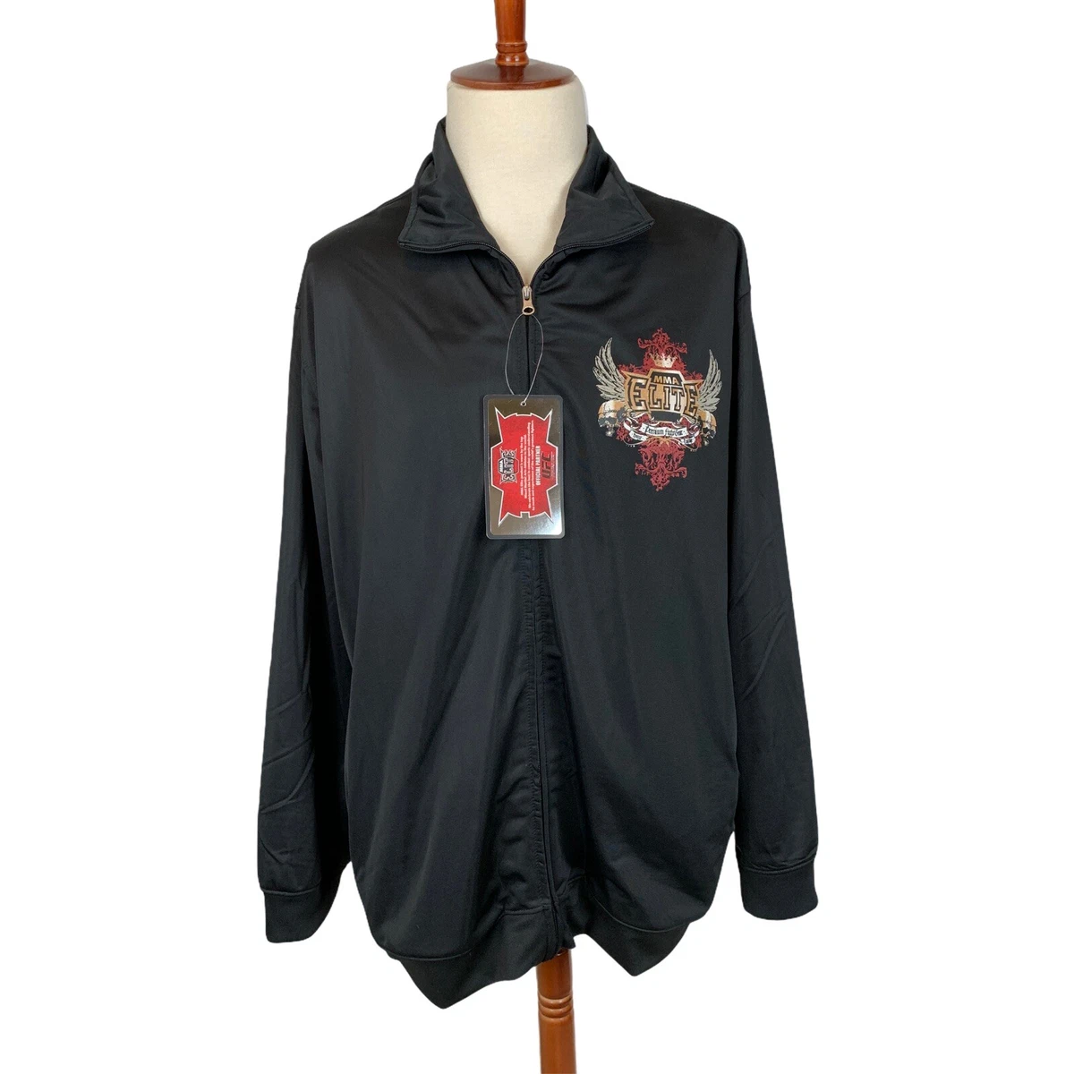MMA ELITE UFC Full Zip Black Warm Up Jacket Mens XXL Mixed Martial