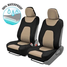 Waterproof Seat Covers for Car SUV Van Auto - Black & Tan Sport Protection 2pc