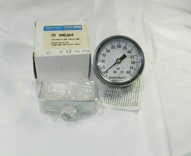 Ashcroft Panel Mount Air Pressure Gauge 2.25” 60psi eBay