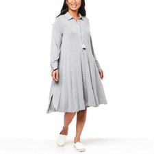 WynneLayers Viscose Span Shirt Dress Heather Grey Size Small MarlaWynne