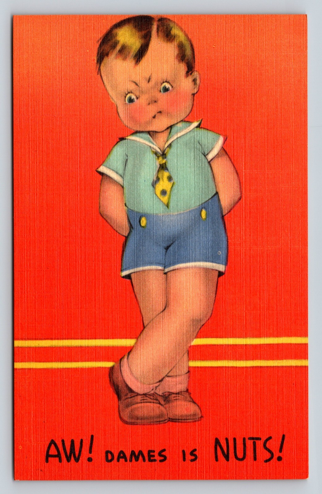 Little Boy Looks Frustrated, Dames Is Nuts! VINTAGE Comic Postcard