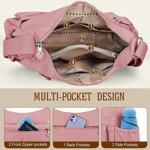 Crossbody Bag for Women Waterproof Lightweight Purses Nylon Crossbody Handbags - Picture 5 of 7