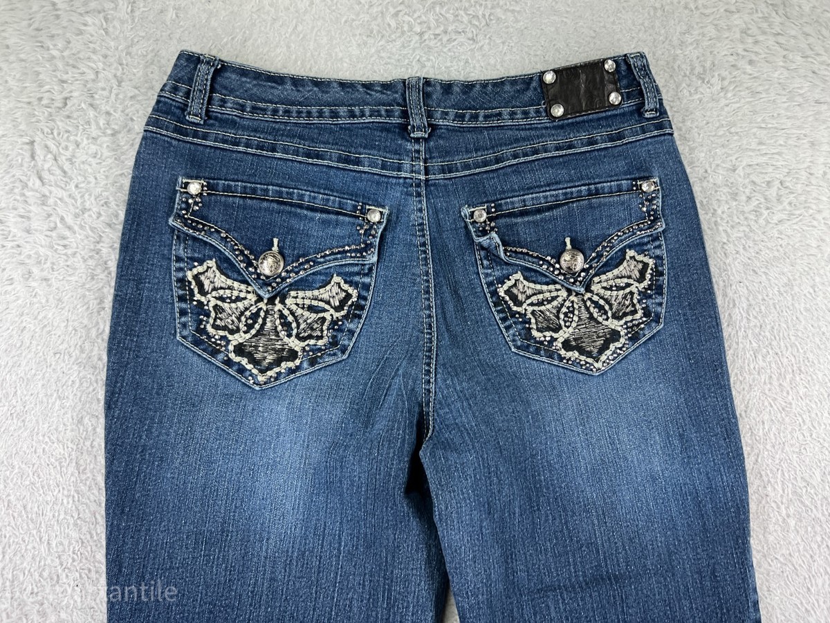 【DISCERNMENT】Amber 8 Part Denim Pants Style & Co Pants Womens 8 Blue Jeans Denim Straight Leg