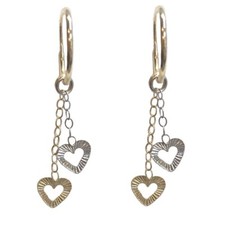 14 Karat Two-Tone Heart Hoop Earrings