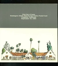 US FDC #UX104 USPS Ceremony Program 1984 Compton CA Rancho San Pedro 