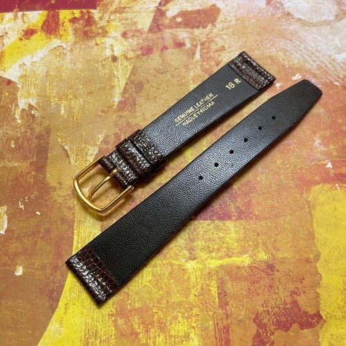 Cordobés Cuero Marrón 18mm Hadley-Roma Estampado Lagarto Vintage Reloj Banda Años 60 - Imagen 4 de 5