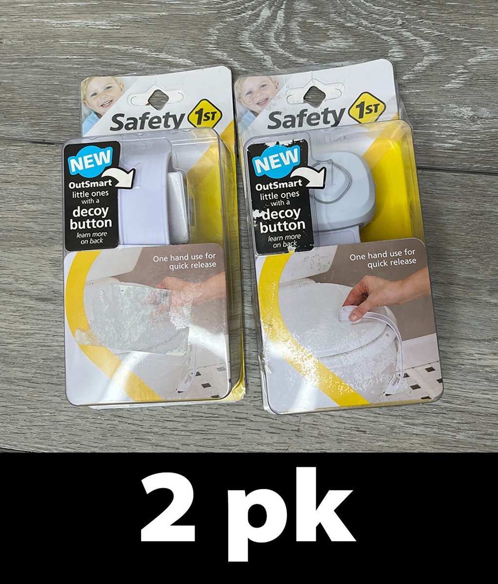 2pk Safety 1st OutSmart Toilet Lock One Hand Use Quick Release, White