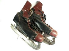 Vintage Ice Skates Brown/Black Leather NHL Approved Men's Size 10