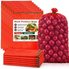 7 PCS Large Mesh Onion Bags - 60 lb Capacity Mesh Storage Produce Bags