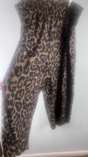 Shein Curve Leopard Print Wide Leg Pants Size 8XL Smocked Waist Pull On Elastic