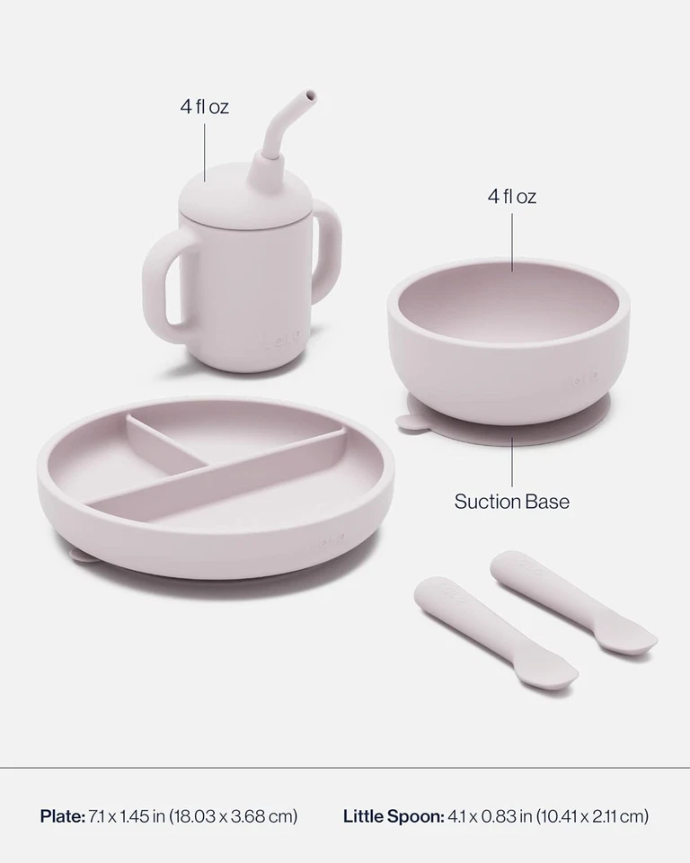 Kit de alimentación para bebé de silicona Lalo First Bites - Juego de 6 piezas - Lavanda Foto 3 de 3