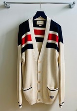 AUTHENTIC GUCCI KNIT COTTON V-NECK CARDIGAN INTERLOCKING G LOGO SIZE M