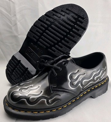 Dr. Martens 1461 INFERNO Arcadia 3-Eye Shoes Black Silver Flames Unisex Sz US 8
