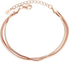 Rose Gold/Silver Color Alloy Multilayer Bracelets Snake Chain Charm rose gold