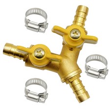 3/8 Hose Barb Valve Brass 3 Way Shut Off Y Shaped 2 Switch Ball Valve Fitting