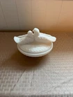 Vintage Westmoreland Milk Glass Love Birds Covered Candy Dish White
