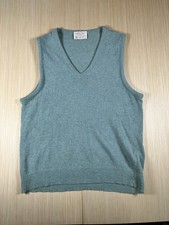 Vintage Lord Jeff Sweater Vest Mens Large Blue Lambs Wool Knit Ribbed V Neck